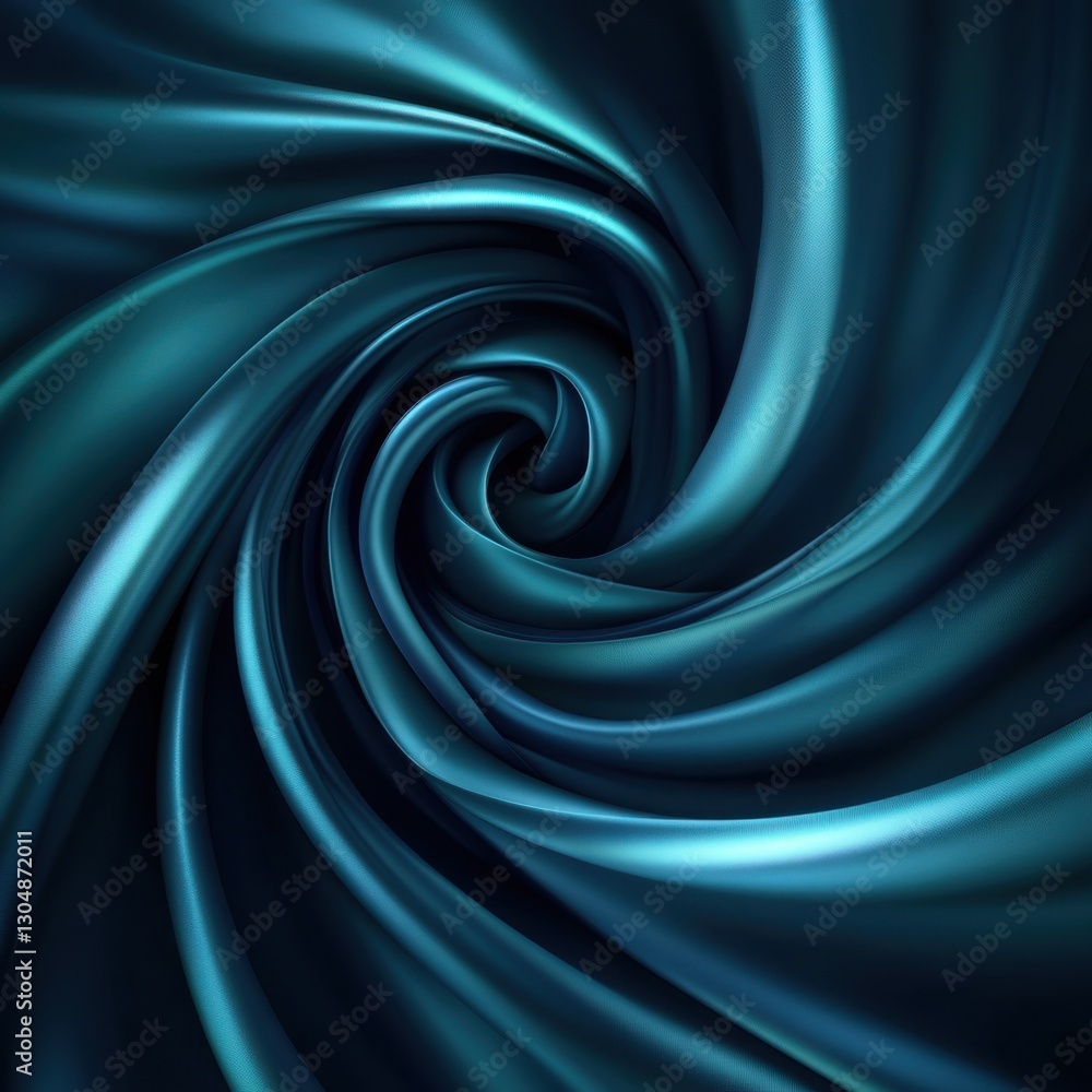 Poster elegant teal fabric swirl abstract design showcasing smooth texture and depth creating a captivating