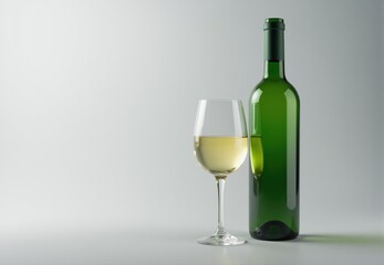 Green Wine Bottle and White Wine Glass