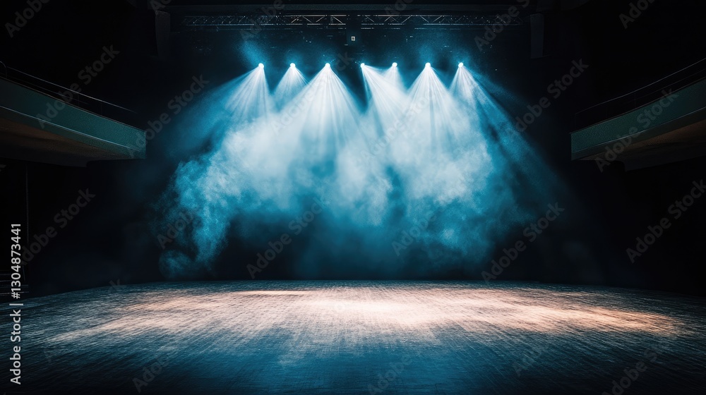 Aufkleber single soft spotlight illuminating a portion of an empty theater, with surrounding darkness creating