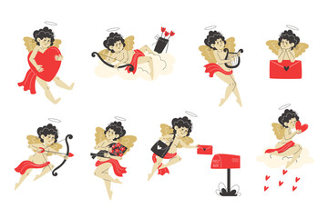 Collection of lovable cupids for Valentine's Day, spreading romance and affection