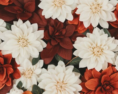Autumn Floral Arrangement, Flat Lay, Decorative, Background