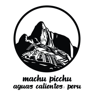 Circle Icon Machu Picchu. Vector illustration
