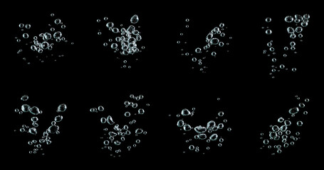 texture white water bubble liquid abstract isolated black background. concept of designing oxygen air underwater, drop small under sea, effect soda transparent.