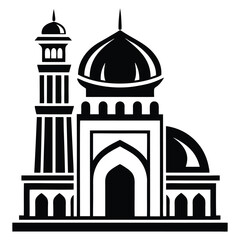 mosque minar design black and white vector 