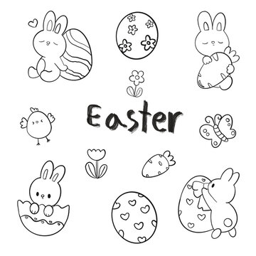 Set of drawing lines for a , easter day, lines art 