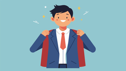 Obraz premium With a sigh of relief a teenager realized that their new school blazer actually fit perfectly unlike the oversized one they had worn for two years.. Vector illustration