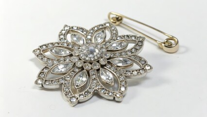 Floral Brooch on White Background