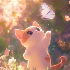 A cute, magical bunny with fluffy ears and a tiny wizard hat