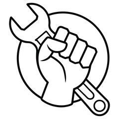 one line drawing of a clenched fist gripping a wire