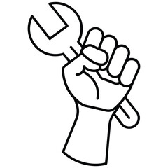 one line drawing of a clenched fist gripping a wire