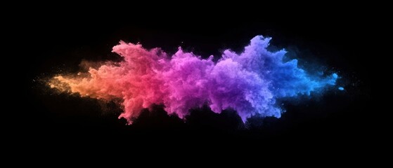 Colorful powder explosion on black backdrop creates a mesmerizing display of vibrant hues and dynamic movement capturing the essence of abstract art and creative expression