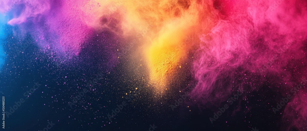Poster vibrant explosion of colorful powder against a dark background creating a dynamic and artistic displ