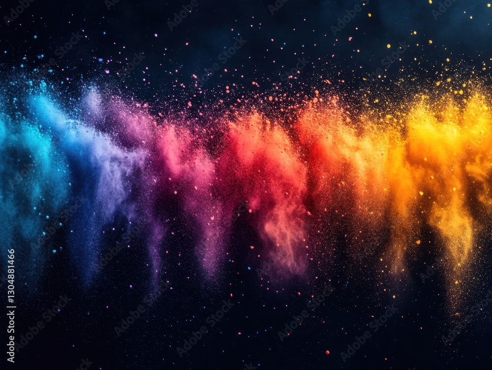 Poster abstract colorful powder explosion on dark background creating a vibrant and dynamic visual effect w