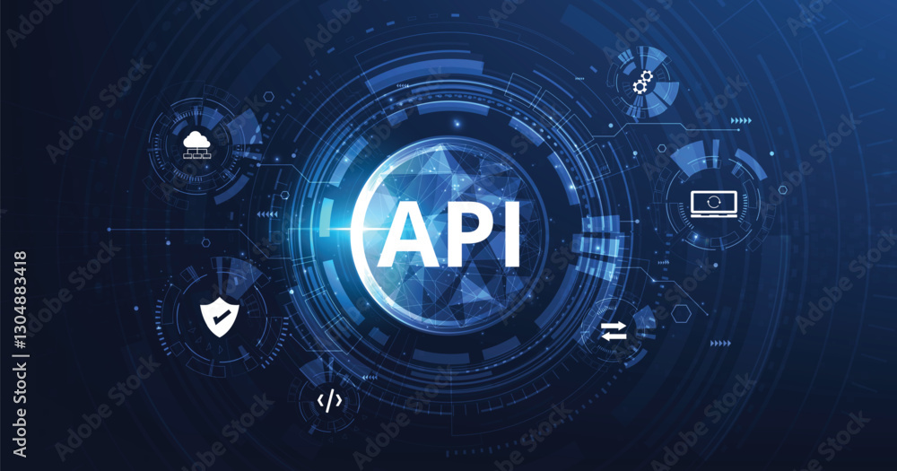 Fototapete (api) application programming interface. software development tool, information technology, modern t