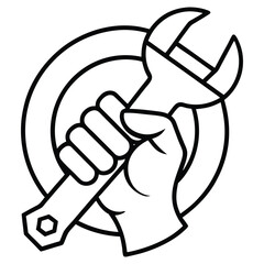 outline drawing of a worker s hand holding a wren line art 