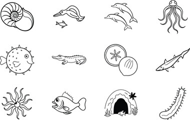 Ocean Life Invertebrates, Fish, Mammals, Reptiles, and Prehistoric Creatures