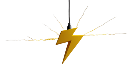 yellow lightning on a transparent background