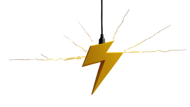 yellow lightning on a transparent background - Powered by Adobe