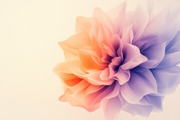 Fototapeta premium Delicate flower design in soft peach and lavender tones with a minimalist background