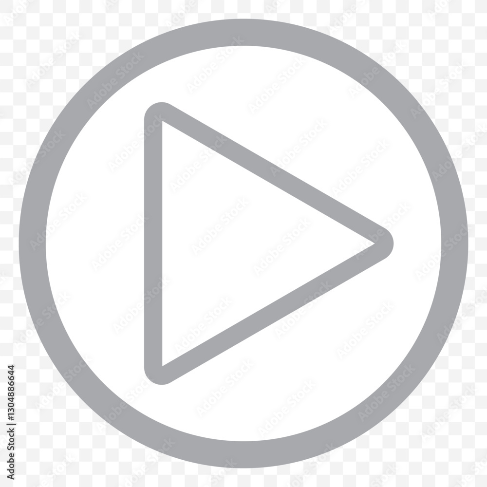 Poster black and white circular button with a play icon. black play button icon isolated on transparent bac