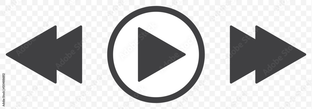 Aufkleber black and white circular button with a play icon. black play button icon isolated on transparent bac