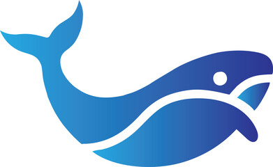Simple Graphic of a Vibrant Blue Whale