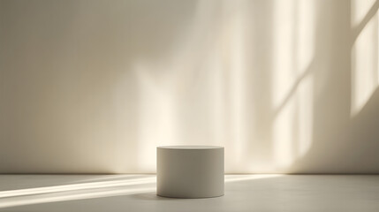 Elegant Minimalist Cylindrical Display Stand in a SunDrenched Room