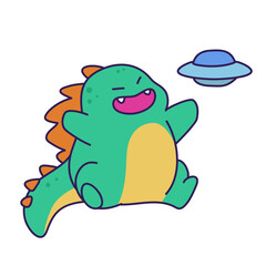 Cute Adorable Dino Character Cartoon