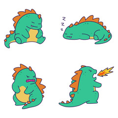 Cute Adorable Dino Character Cartoon