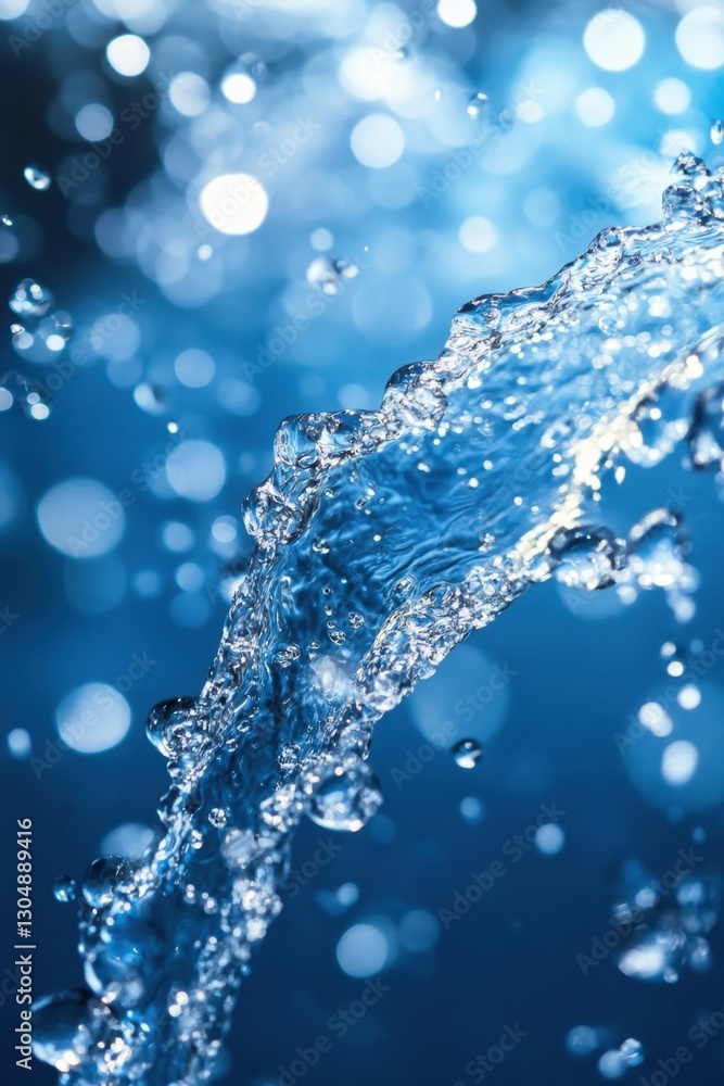 Poster captivating close up of flowing water against a blue background showcasing purity freshness hydratio