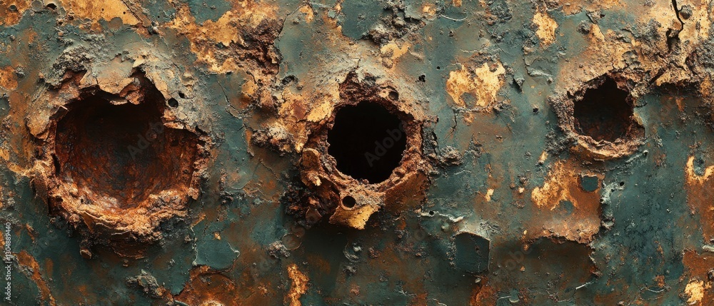 Aufkleber weathered metal revealing decay and corrosion with a rustic texture and abstract pattern in a close 