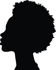 Black woman with afro hair silhouette, Vector illustration