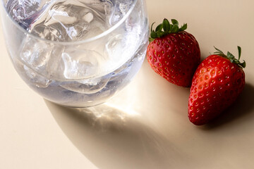strawberry and glass