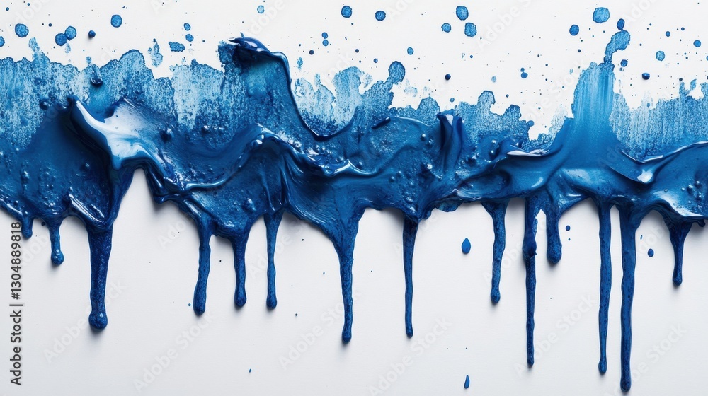Aufkleber vibrant cobalt blue paint cascade on white backdrop capturing fluidity texture and dynamic movement 