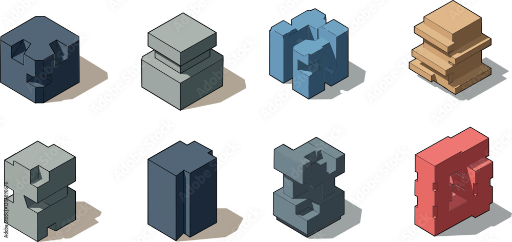 Poster abstract geometric shapes in a stylish flat design showcasing various colors and forms in a modern v