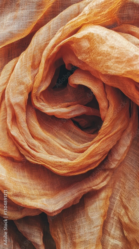 Poster abstract copper fabric waves with soft texture and warm tones in a swirling pattern for fashion desi