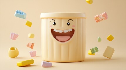 Happy storage container with candy and blocks