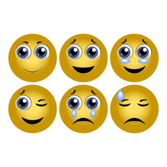 Ensemble de caractères 3D de type emoji isolés sur fond blanc