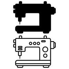 sewing machine icon, simple flat style, illustration, logo sign symbol pictogram template, for ui or ux isolated on white for mobile app, editable
