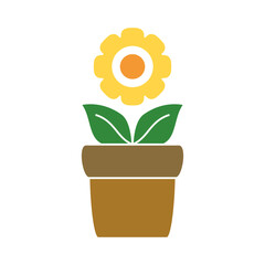flower in pot icon, simple flat style, illustration, logo sign symbol pictogram template, for ui or ux isolated on white for mobile app, editable
