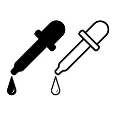 dropper pipette icon, simple flat style, illustration, logo sign symbol pictogram template, for ui or ux isolated on white for mobile app, editable