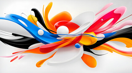 Naklejka premium Abstract Colorful Swirls and Brushstrokes on White Background
