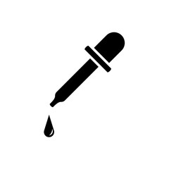 dropper pipette icon, simple flat style, illustration, logo sign symbol pictogram template, for ui or ux isolated on white for mobile app, editable