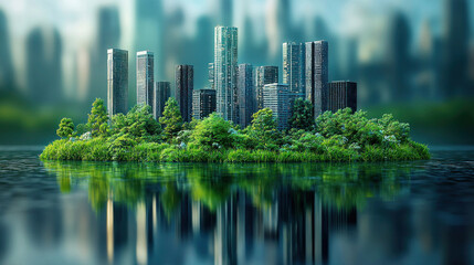 Fototapeta premium Concept of Innovative Carbon Neutrality Strategies in Urban Landscapes for a Sustainable Future