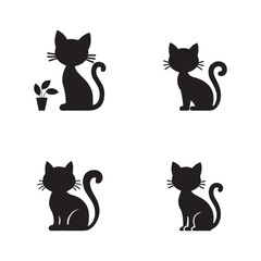 Cat Silhouettes Icons set. Editable vector icon. Perfect for web and app interfaces, presentations, info graphics, etc.
