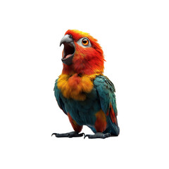 Vibrant Sun Parakeet Screaming Against Transparent background