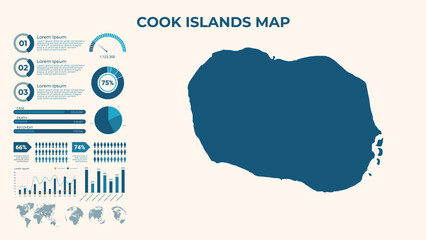 Infographic Map of Cook Islands. Vector Map of a global map in the form of regions of Cook Islands. Vector Illustration