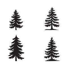 Pine Trees Silhouette Icons set. Editable vector icon. Perfect for web and app interfaces, presentations, info graphics, etc. 
