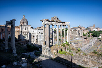Naklejka premium View of the Colosseum and the Imperial Forums of Rome