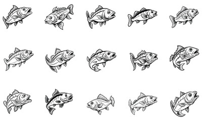 Cod Fish-Themed Coloring Page for Adults, Exquisite Line Art for Relaxation and Stress Relief, Perfect for Adult Coloring Books or Printable Art Therapy, High-Quality Illustration.